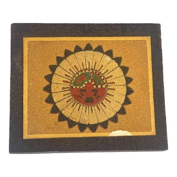 The Great God Spirit Vtg Native American Wall Art Sand Painting Albuquerque NM - Picture 3 of 7